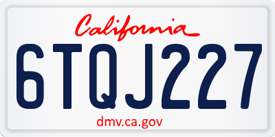CA license plate 6TQJ227