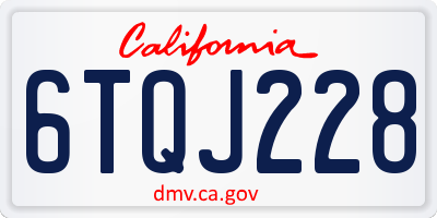 CA license plate 6TQJ228