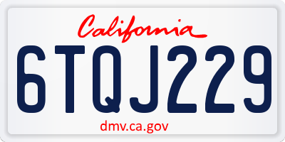 CA license plate 6TQJ229