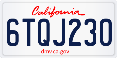 CA license plate 6TQJ230