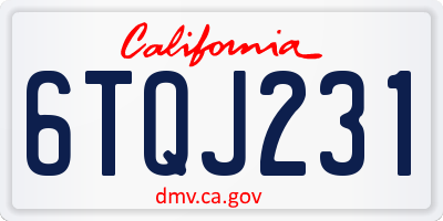 CA license plate 6TQJ231