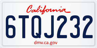 CA license plate 6TQJ232