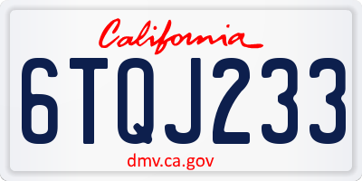 CA license plate 6TQJ233