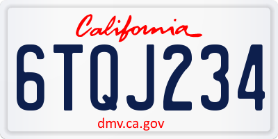 CA license plate 6TQJ234