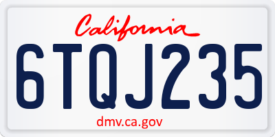 CA license plate 6TQJ235