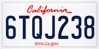 CA license plate 6TQJ238