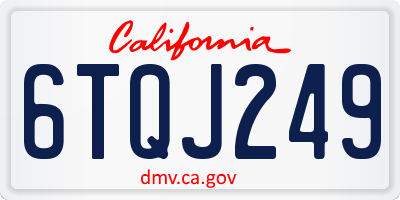 CA license plate 6TQJ249