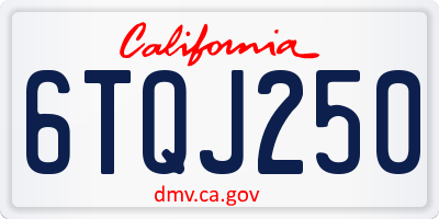 CA license plate 6TQJ250