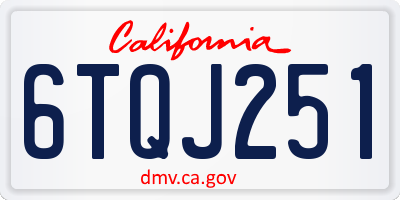 CA license plate 6TQJ251
