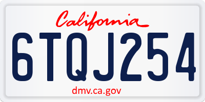 CA license plate 6TQJ254