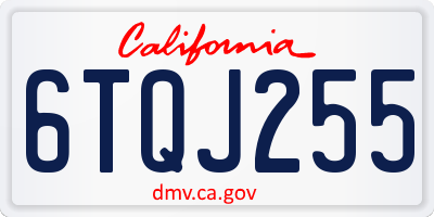 CA license plate 6TQJ255