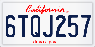 CA license plate 6TQJ257