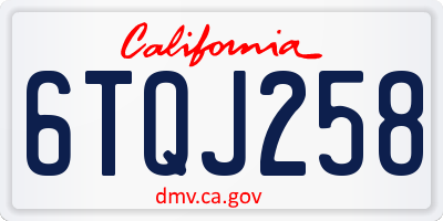 CA license plate 6TQJ258
