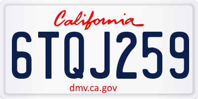 CA license plate 6TQJ259