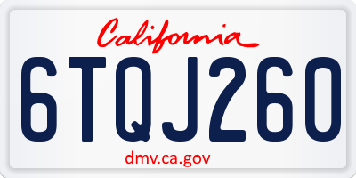 CA license plate 6TQJ260