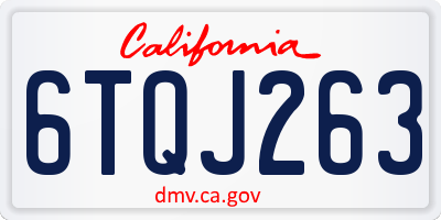 CA license plate 6TQJ263