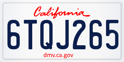CA license plate 6TQJ265