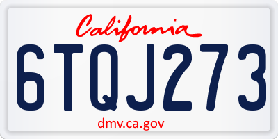 CA license plate 6TQJ273