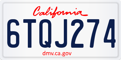 CA license plate 6TQJ274