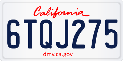 CA license plate 6TQJ275