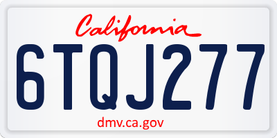 CA license plate 6TQJ277