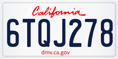 CA license plate 6TQJ278