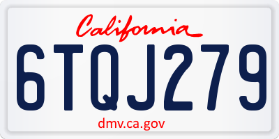 CA license plate 6TQJ279