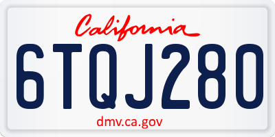 CA license plate 6TQJ280