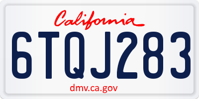 CA license plate 6TQJ283