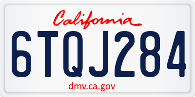 CA license plate 6TQJ284