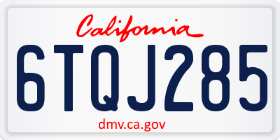 CA license plate 6TQJ285
