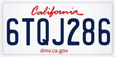 CA license plate 6TQJ286