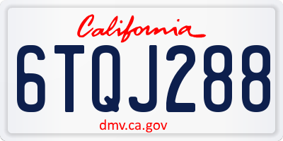 CA license plate 6TQJ288