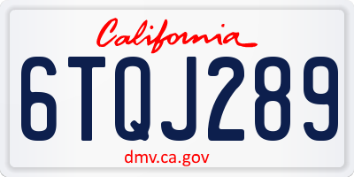 CA license plate 6TQJ289