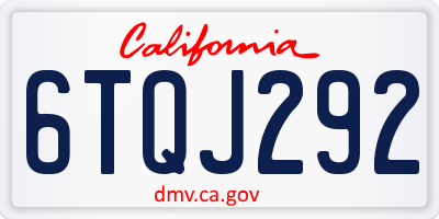 CA license plate 6TQJ292