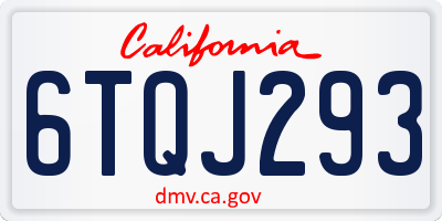 CA license plate 6TQJ293