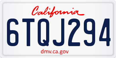 CA license plate 6TQJ294