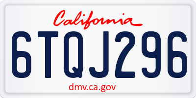 CA license plate 6TQJ296
