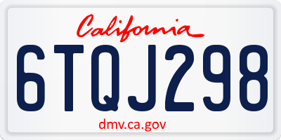 CA license plate 6TQJ298