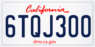 CA license plate 6TQJ300