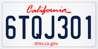 CA license plate 6TQJ301
