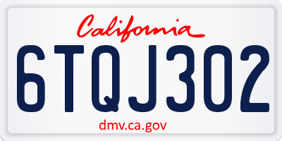 CA license plate 6TQJ302