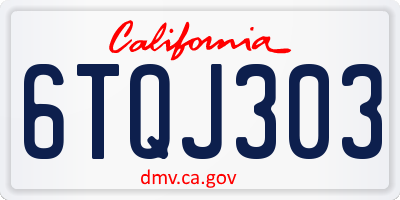 CA license plate 6TQJ303