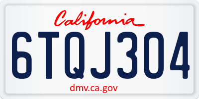 CA license plate 6TQJ304