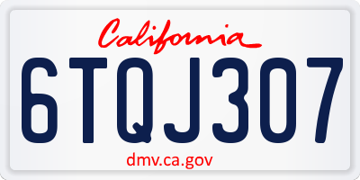 CA license plate 6TQJ307