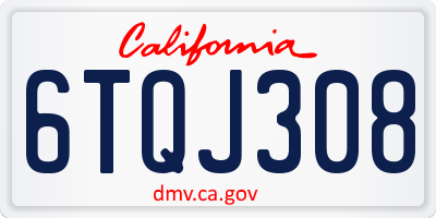 CA license plate 6TQJ308