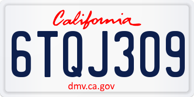 CA license plate 6TQJ309