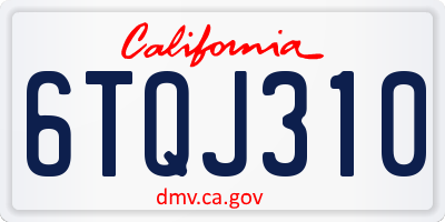 CA license plate 6TQJ310