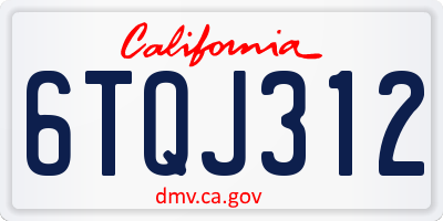 CA license plate 6TQJ312