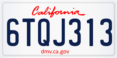 CA license plate 6TQJ313
